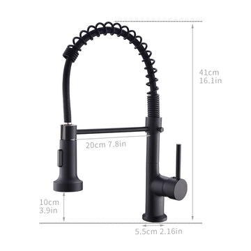 Brass Single Handle Pull Down Sprayer Kitchen Faucet Matte Black