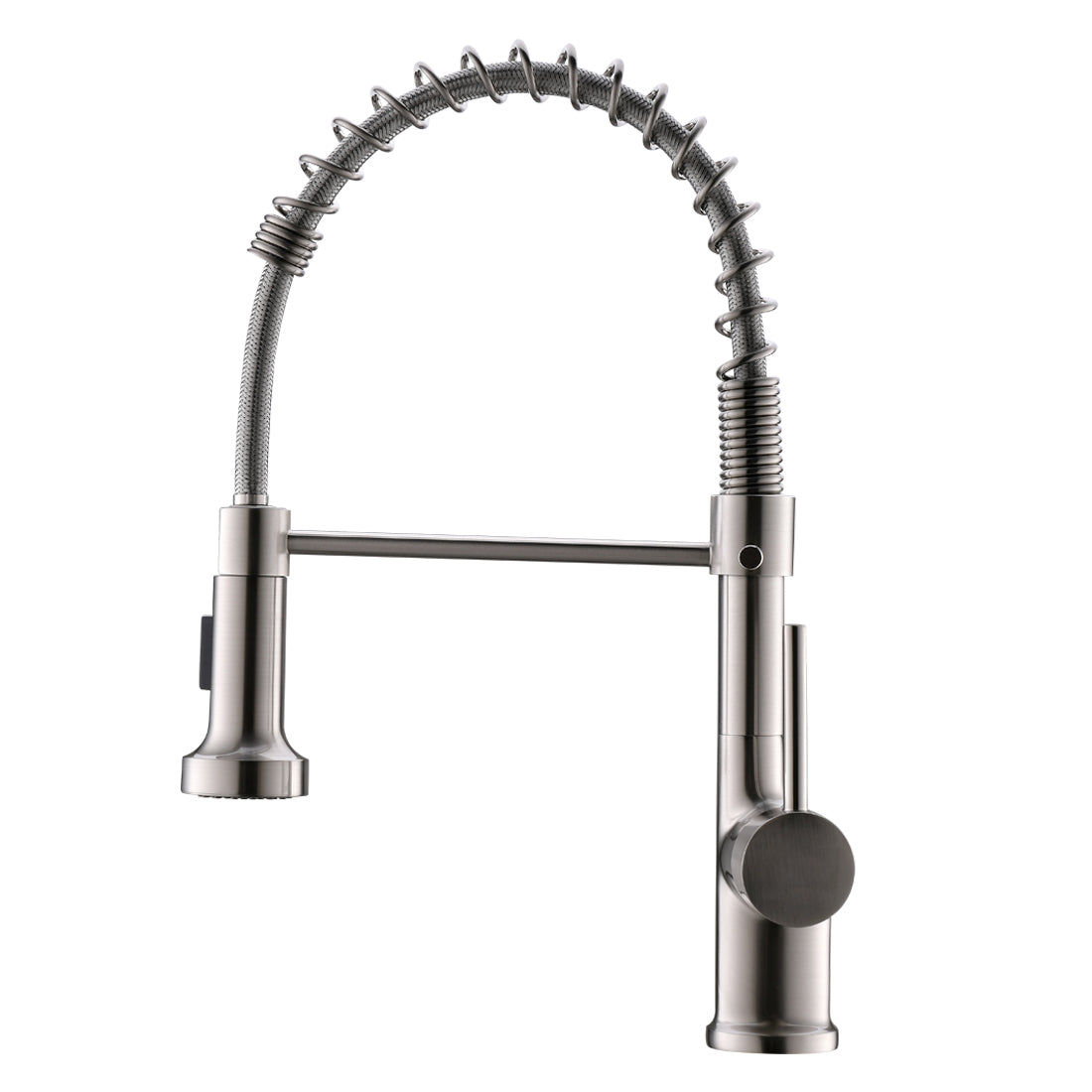 Contemporary Single Handle Gooseneck Pull Down Sprayer Kitchen Faucet Brushed Nickel