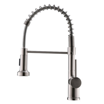 Contemporary Single Handle Gooseneck Pull Down Sprayer Kitchen Faucet Brushed Nickel
