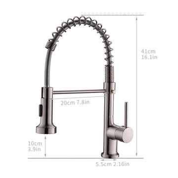 Contemporary Single Handle Gooseneck Pull Down Sprayer Kitchen Faucet Brushed Nickel