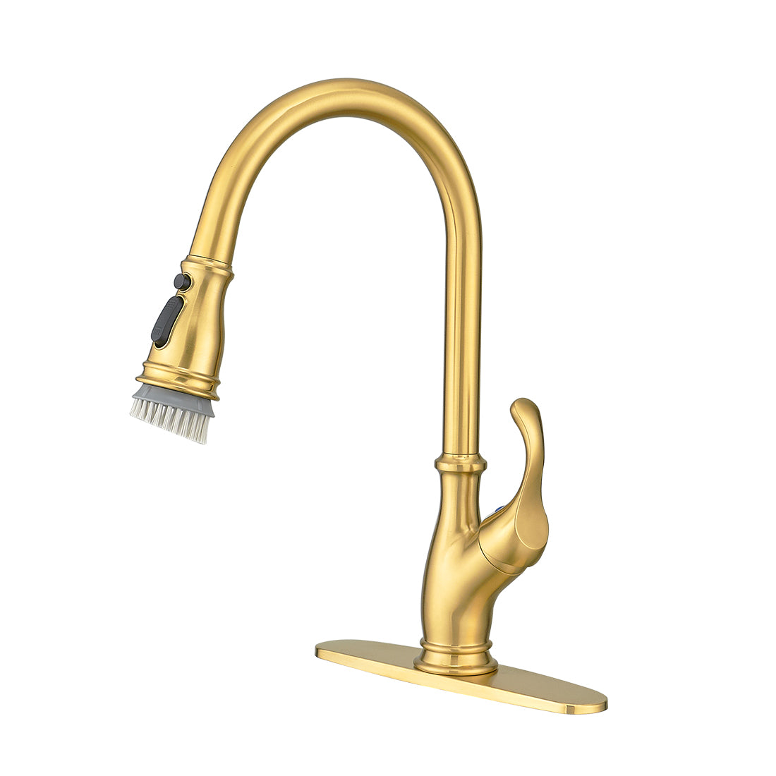 3 Function Single Handle No Sensor Pull Down Sprayer Kitchen Faucet Brushed Gold