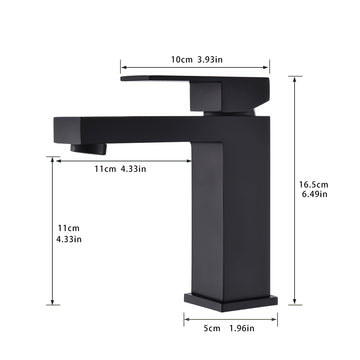 Single Hole Single Handle Low Arc Waterfall Bathroom Faucet Matte Black with Supply Lines Modern Durable Easy Install
