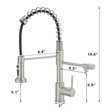 Brushed Nickel Single Handle No Sensor Pull Down Sprayer Kitchen Faucet with Pot Filler and Water Supply Hose