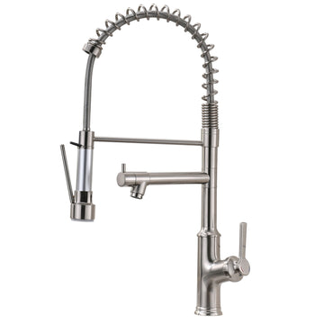 Brushed Nickel Single Handle No Sensor Pull Down Sprayer Kitchen Faucet with Water Supply Lines