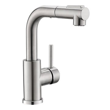 Brushed Nickel 2 Spray Patterns Single Handle Stainless Steel Pull Out Sprayer Kitchen Faucet with Water Supply Hoses