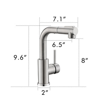 Brushed Nickel 2 Spray Patterns Single Handle Stainless Steel Pull Out Sprayer Kitchen Faucet with Water Supply Hoses
