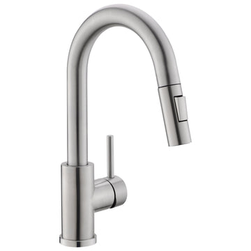 Brushed Nickel Stainless Steel Single Handle Pull Down Bar Faucet with Water Supply Hoses and Ceramic Disc Cartridge