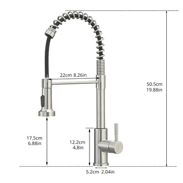 Brushed Nickel Single Handle Pull Down Sprayer Kitchen Faucet 1.8 GPM Stainless Steel with Water Supply Hoses