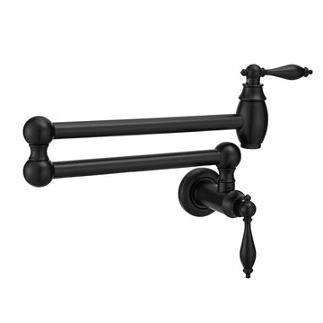Wall Mount Pot Filler 2 Handles with Double Joint Swing Arms