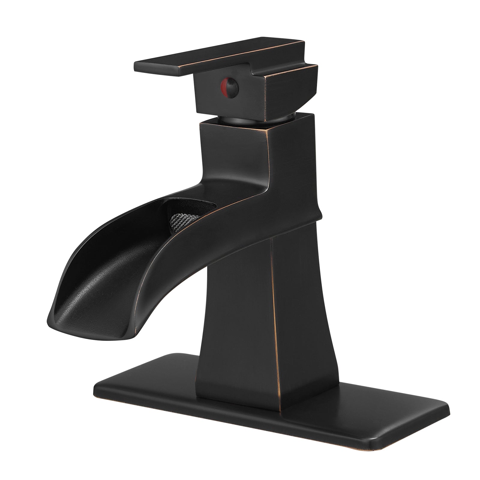 Single Handle Single Hole Bathroom Faucet Oil Rubbed Bronze with Deck Plate Pop Up Drain and Water Supply Hoses