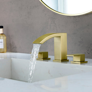 8 in Widespread Double Handle 1.2 GPM Bathroom Faucet with Quick Connect Hose and Pop Up Drain in Brushed Gold