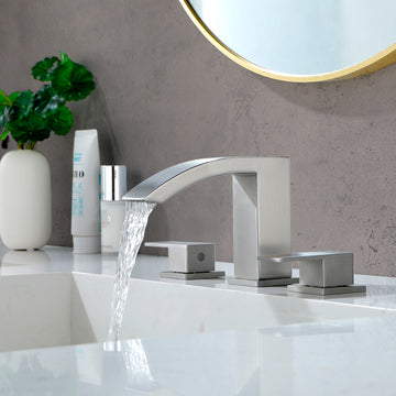 8 in Widespread Double Handle 1.2 GPM Bathroom Faucet with Quick Connect Hose and Pop Up Drain in Brushed Nickel