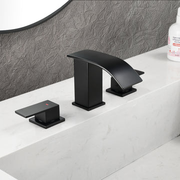 Black Faucet SUS304 Waterfall Spout cUPC Quick Connect Dual Handle Pop Up Drain