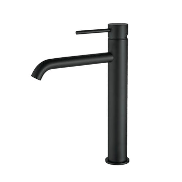 Black Single Handle Bathroom Basin Faucet Waterfall Spout One Hole Vessel Sink Faucet with 3/8 Inch Connection