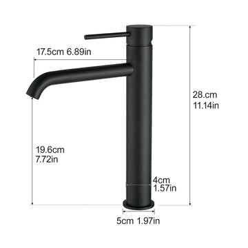Black Single Handle Bathroom Basin Faucet Waterfall Spout One Hole Vessel Sink Faucet with 3/8 Inch Connection