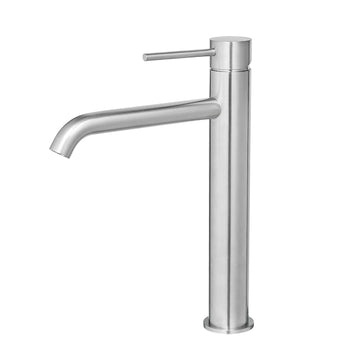 Brushed Single Handle Bathroom Basin Faucet Waterfall Spout One Hole Vessel Sink Faucet with 3/8 Inch Connection