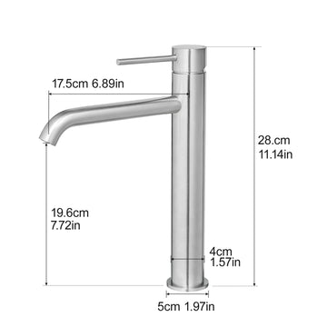 Brushed Single Handle Bathroom Basin Faucet Waterfall Spout One Hole Vessel Sink Faucet with 3/8 Inch Connection