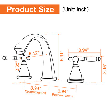 8 in Widespread Double Handle 1.2 GPM Bathroom Faucet with Quick Connect Hose and Water Supply Hose in Brushed Gold