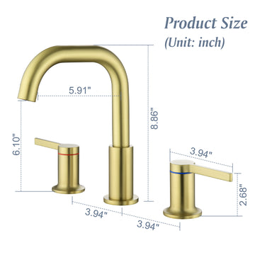 8 in Widespread Double Handle 1.2 GPM Bathroom Faucet with Quick Connect Hose and Water Supply Hose in Brushed Gold