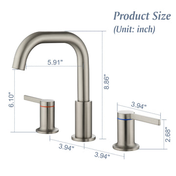 8 in Widespread Double Handle 1.2 GPM Bathroom Faucet with Quick Connect Hose and Water Supply Hose in Brushed Nickel