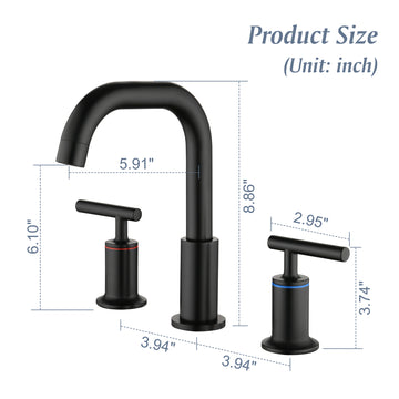 8 in Widespread Double Handle 1.2 GPM Bathroom Faucet with Quick Connect Hose and Water Supply Hose in Matte Black