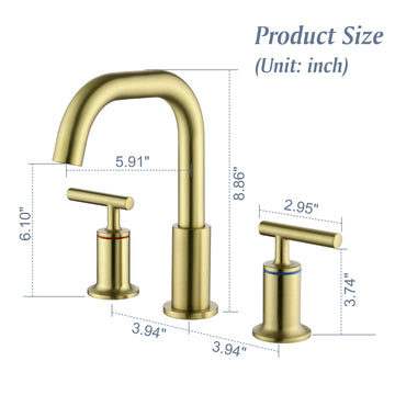 8 in Widespread Double Handle 1.2 GPM Bathroom Faucet with Quick Connect Hose and Water Supply Hose in Brushed Gold