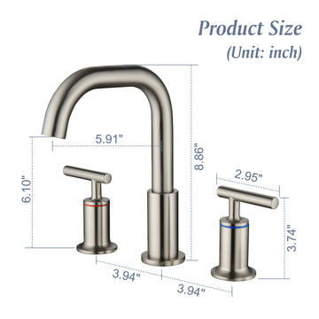 8 in Widespread Double Handle 1.2 GPM Bathroom Faucet with Quick Connect Hose and Water Supply Hose in Brushed Nickel