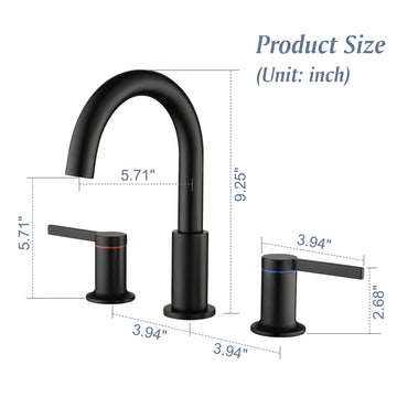 8 in Widespread Double Handle 1.2 GPM Bathroom Faucet with Quick Connect Hose and Water Supply Hose in Matte Black