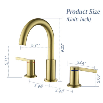 8 in Widespread Double Handle 1.2 GPM Bathroom Faucet with Quick Connect Hose and Water Supply Hose in Brushed Gold