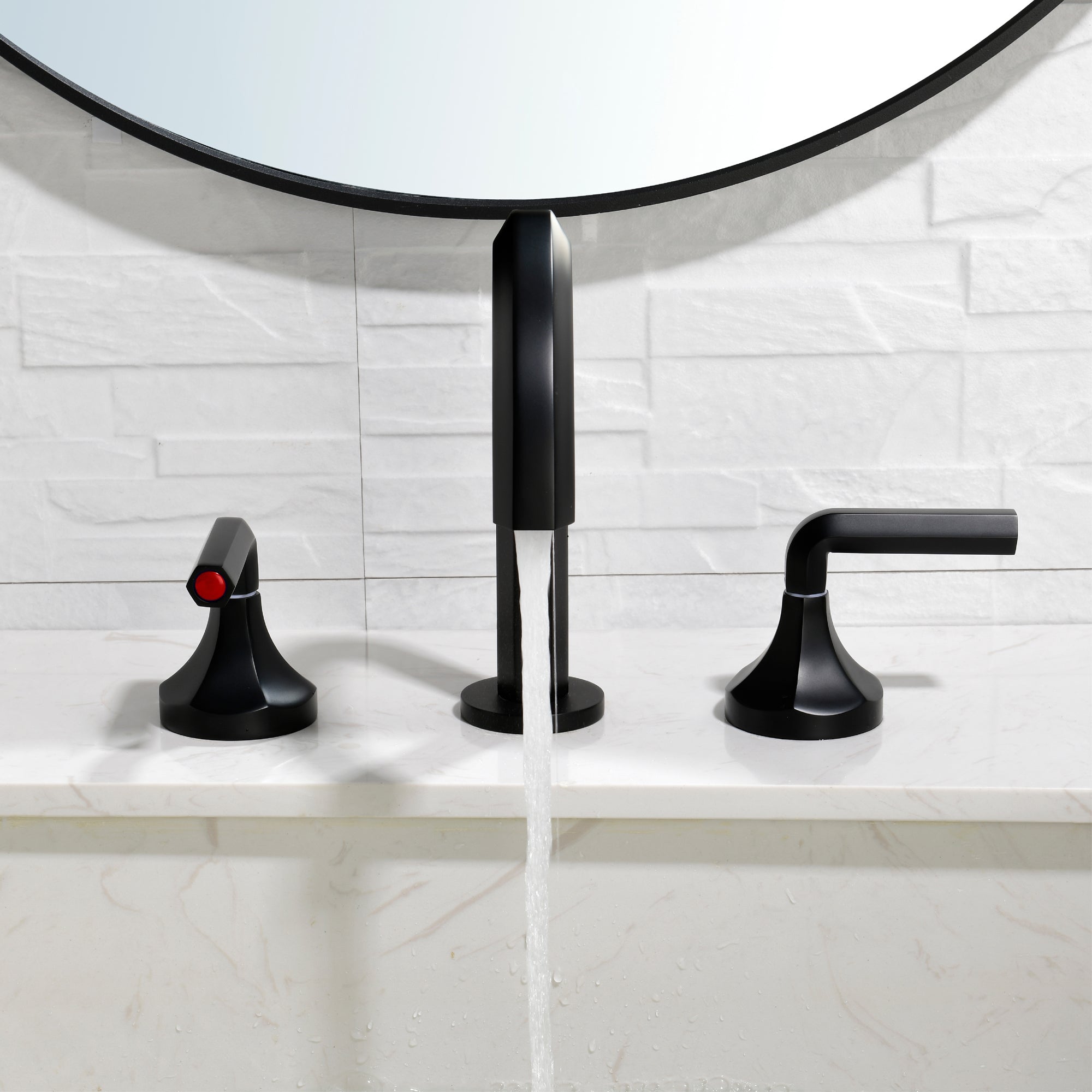 8 in Widespread Double Handle 1.2 GPM Bathroom Faucet with Quick Connect Hose and Water Supply Hose in Matte Black