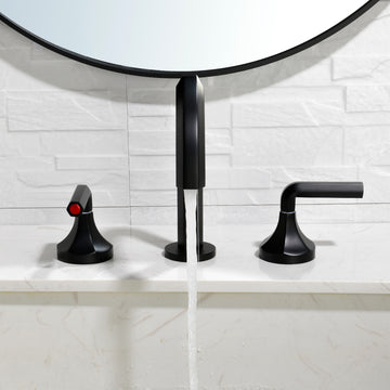 8 in Widespread Double Handle 1.2 GPM Bathroom Faucet with Quick Connect Hose and Water Supply Hose in Matte Black