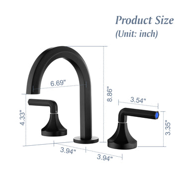 8 in Widespread Double Handle 1.2 GPM Bathroom Faucet with Quick Connect Hose and Water Supply Hose in Matte Black