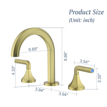 8 in Widespread Double Handle 1.2 GPM Bathroom Faucet with Quick Connect Hose and Water Supply Hose in Brushed Gold