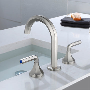 8 in Widespread Double Handle 1.2 GPM Bathroom Faucet with Quick Connect Hose and Water Supply Hose in Brushed Nickel