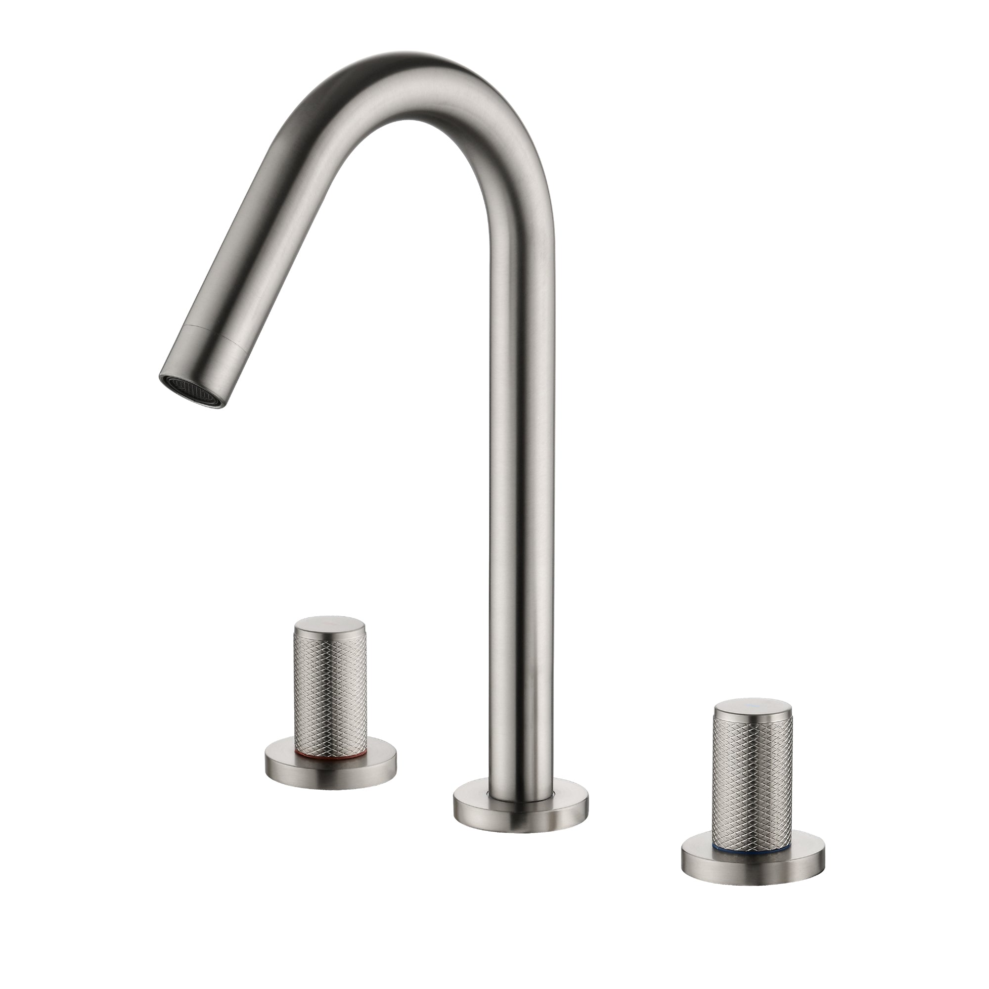 Double Handle 8-Inch Center Wide-Spread Bathroom Faucet with cUPC Lead-Free Hose