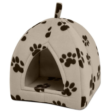Beige Polyester Fleece Cat Cubby Bed with Removable Covers