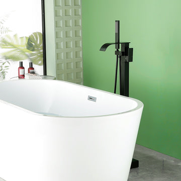 Black Bathtub Faucet Dual Function 360° Rotatable 1.5m SUS304 Hose Independent Handles