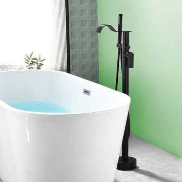 Black Bathtub Faucet Dual Function 360° Rotatable 1.5m SUS304 Hose Independent Handles