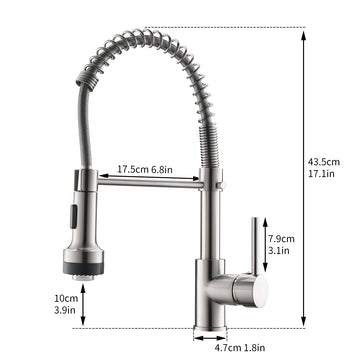 Brushed Nickel Single Handle Gooseneck Pull Down Sprayer Kitchen Faucet with LED Light and Water Supply Lines
