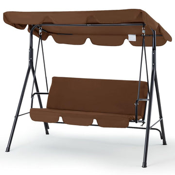 3-Person Metal Patio Swing with Removable Cushion Patio Swing Outdoor Porch Swing Chair for Adults for Garden Backyard Deck