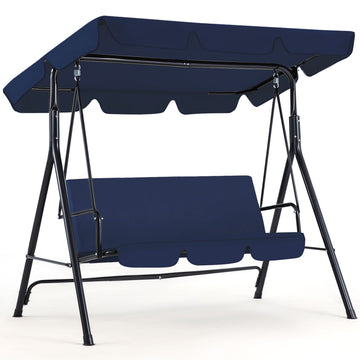 3-Person Metal Patio Swing with Removable Cushion Patio Swing Outdoor Porch Swing Chair for Adults for Garden Backyard Deck