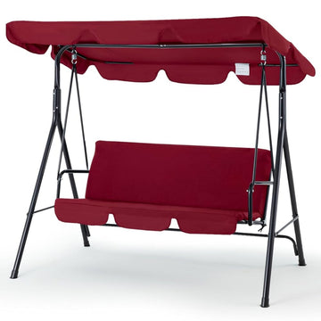 3-Person Metal Patio Swing with Removable Cushion Patio Swing Outdoor Porch Swing Chair for Adults for Garden Backyard Deck