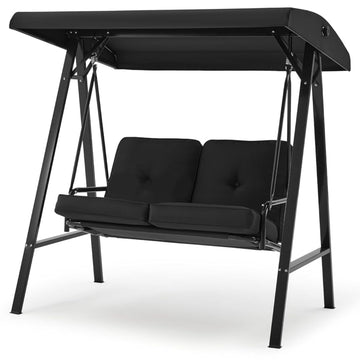 2-Person Metal Patio Swing with Removable Cushion Patio Swing Outdoor Porch Swing Chair for Adults for Garden Backyard Deck