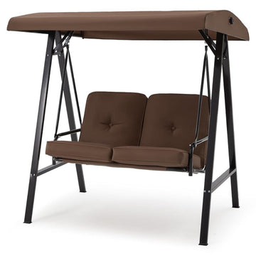 2-Person Metal Patio Swing with Removable Cushion Patio Swing Outdoor Porch Swing Chair for Adults for Garden Backyard Deck