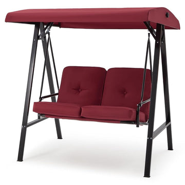 2-Person Metal Patio Swing with Removable Cushion Patio Swing Outdoor Porch Swing Chair for Adults for Garden Backyard Deck