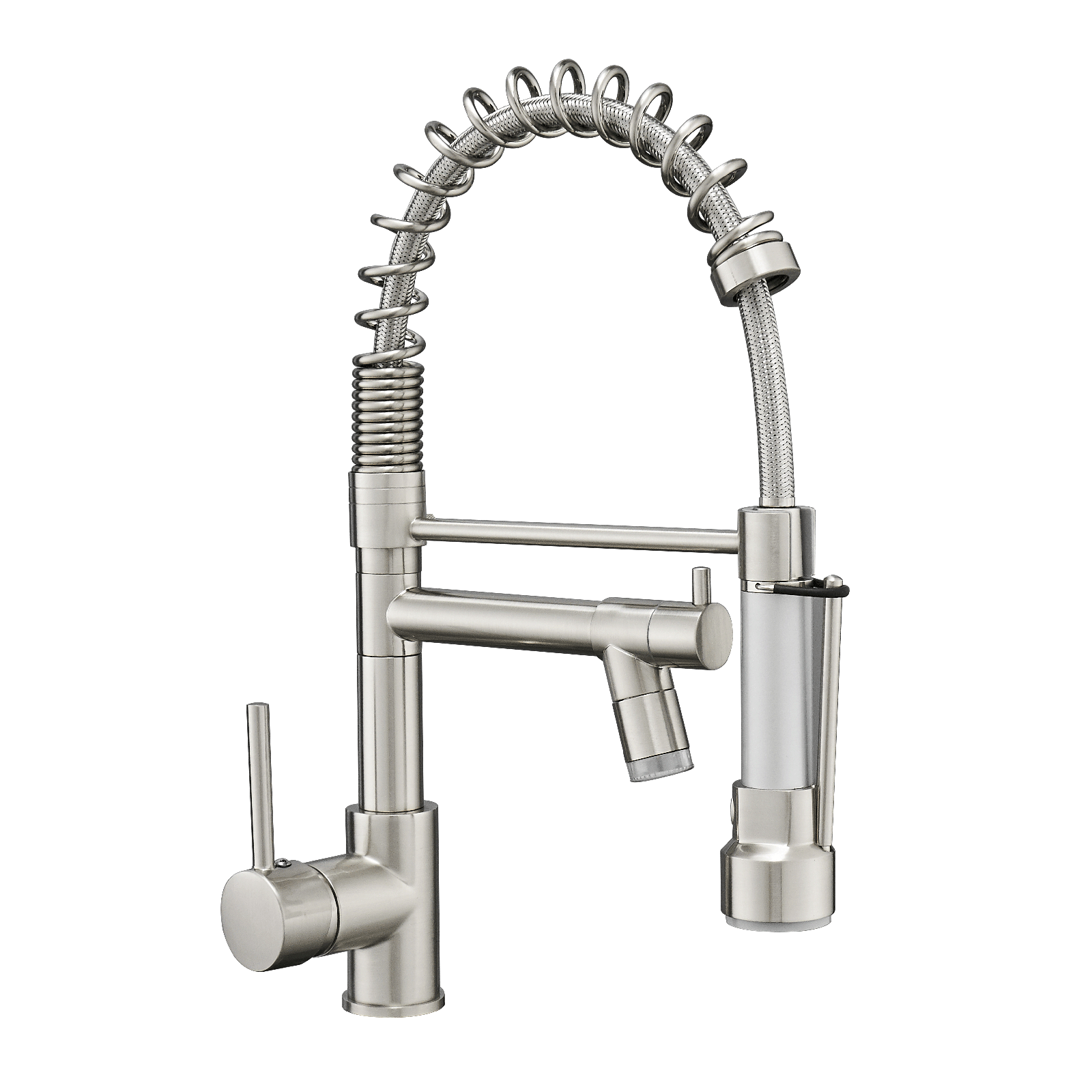 Silver Stainless Steel Single Handle Pull Down Sprayer Kitchen Faucet