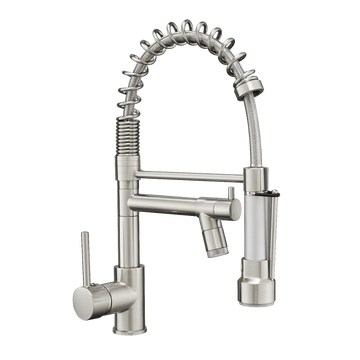 Silver Stainless Steel Single Handle Pull Down Sprayer Kitchen Faucet