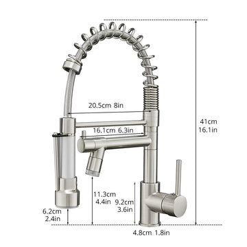 Silver Stainless Steel Single Handle Pull Down Sprayer Kitchen Faucet