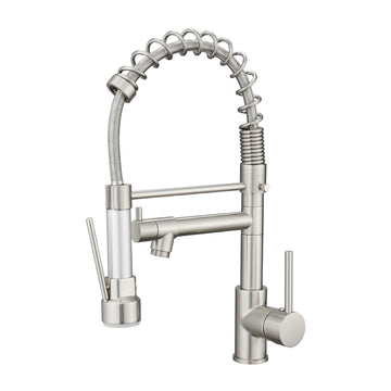 Contemporary Single Handle Gooseneck Pull Down Sprayer Kitchen Faucet Brushed Nickel
