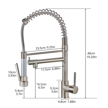 Contemporary Single Handle Gooseneck Pull Down Sprayer Kitchen Faucet Brushed Nickel